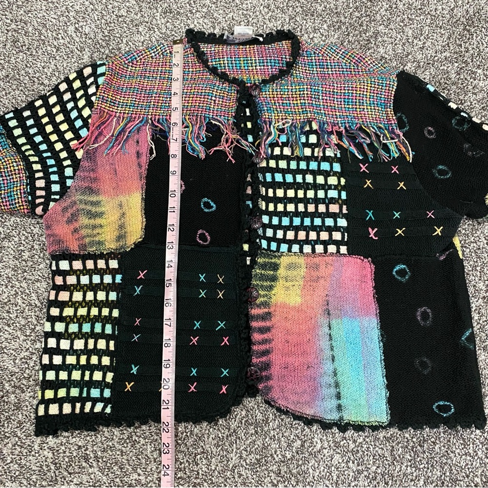 Sandy Starkman Vintage Silk Blend‎ Colorful Button Down Sweater Women’s Large - Picture 6 of 6
